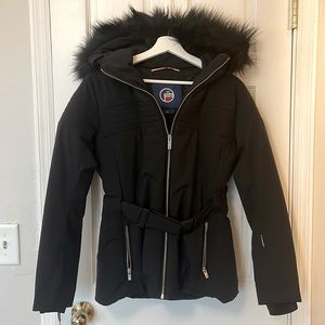 Fusalp Belted Ski Jacket with Faux Fur Trim Hood